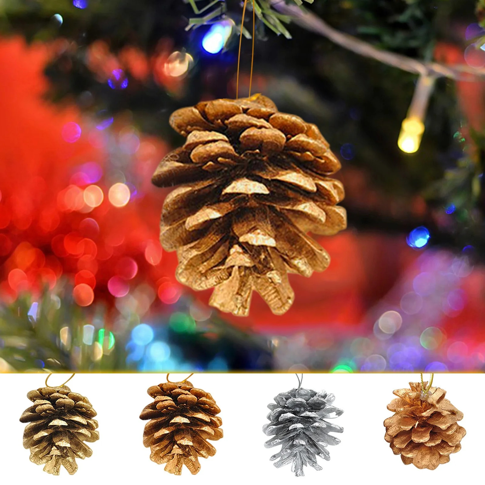 Yuanzi Gold Christmas Pine Cone Ornaments - 12-Pack Hanging Decorations for Christmas Trees & Hol... | Walmart (US)