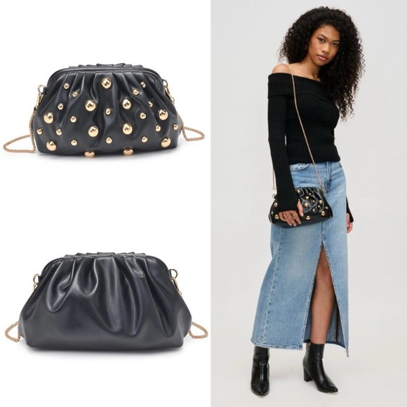 Black/Gold Studded Clutch | Poshmark