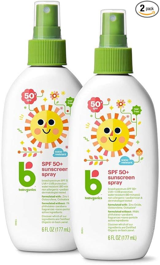 Babyganics SPF 50 Baby Sunscreen Spray UVA UVB Protection | Water Resistant |Non Allergenic, 2 Pa... | Amazon (US)