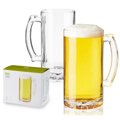 True Beer Mug, Large Pint Glass with Handle,  Dishwasher Safe Beer Stein, Extra Large Beer Glasses, 26 Ounce Beer Mug, Set of 2, Clear | Target