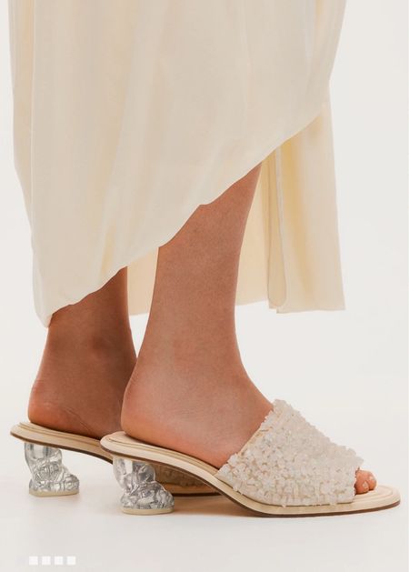 Ivory beaded heeled mule sandals 

#LTKSeasonal #LTKshoecrush #LTKstyletip