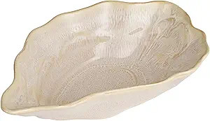 Creative Co-Op Oyster Shaped Stoneware Bowl, Cream | Amazon (US)
