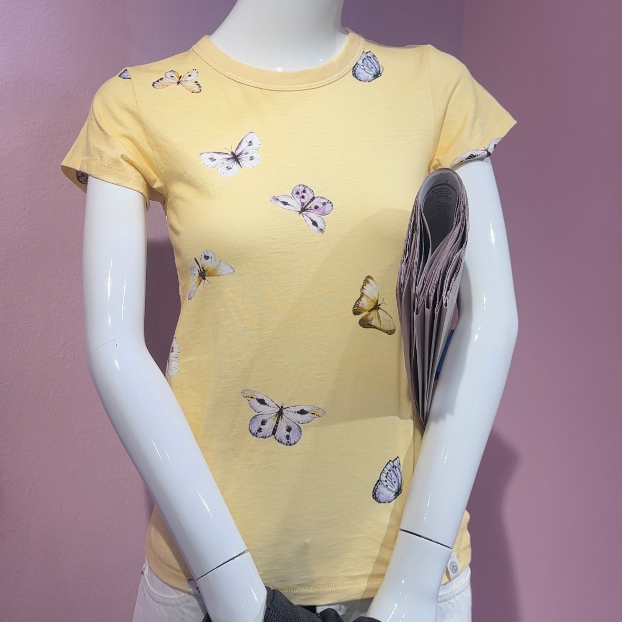 Yellow pima cotton shirt with butterflies. 

#LTKSeasonal
