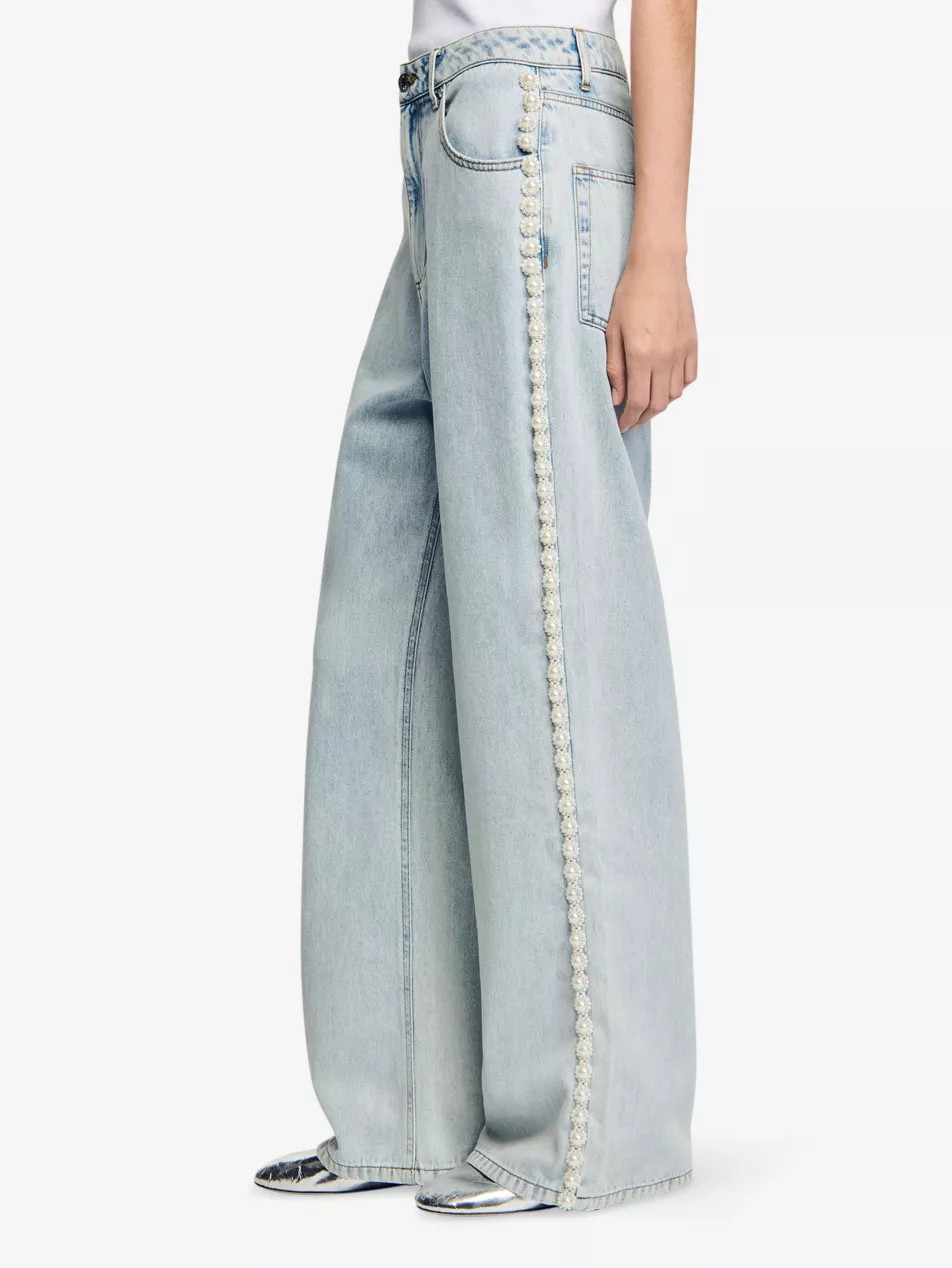 Bead-Embellished Straight-Leg Denim Jeans | Selfridges