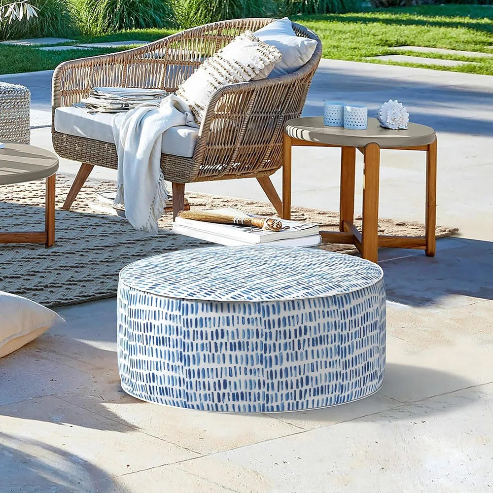 Outdoor Inflatable Ottoman Stool, Patio Water Repellent Footrest Stool With Handle, Portable Outs... | Wayfair North America