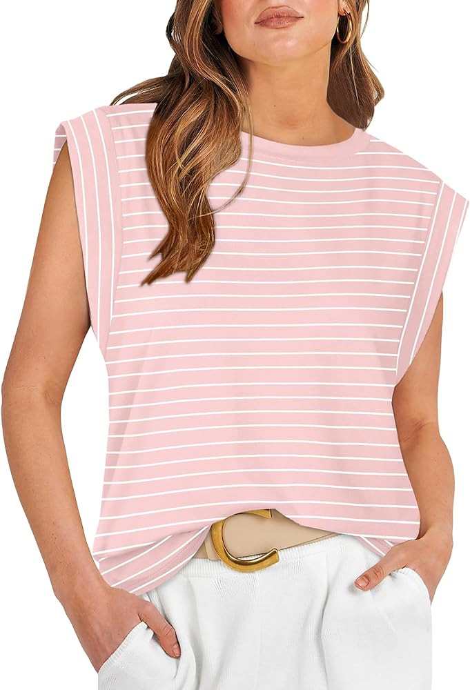 WIHOLL Cap Sleeve Tops for Women Summer Top Basic Tee Shirts Casual Tank Loose Fit 2025 Fashion | Amazon (US)