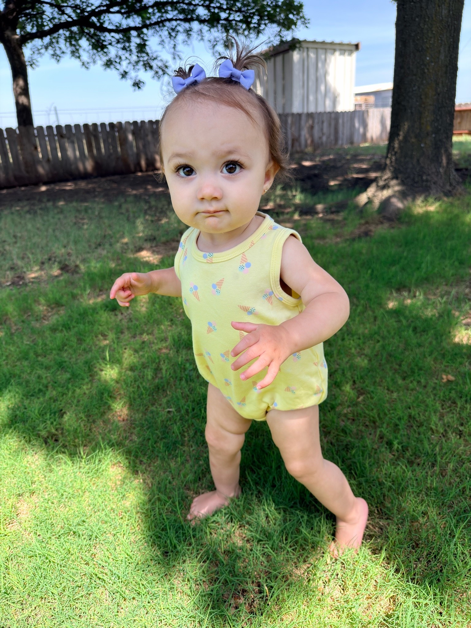 This is the sweetest little bubble from Amazon! It’s affordable, adorable, and perfect for those hot summer days. We love putting Hattie in it whether we’re playing outside or traveling in the car because it’s so lightweight and comfy. If you’re looking for a cute summer outfit that won’t break the bank, this one is definitely a favorite