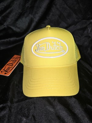New Von Dutch Trucker Hat Monogram White & Yellow Embroidered Patch Snapback | eBay US