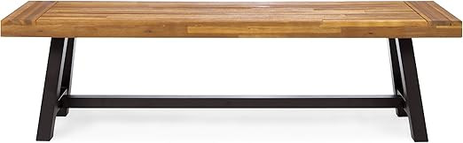 Christopher Knight Home Carlisle Outdoor Acacia Wood and Rustic Metal Bench, Sandblast Finish / R... | Amazon (US)