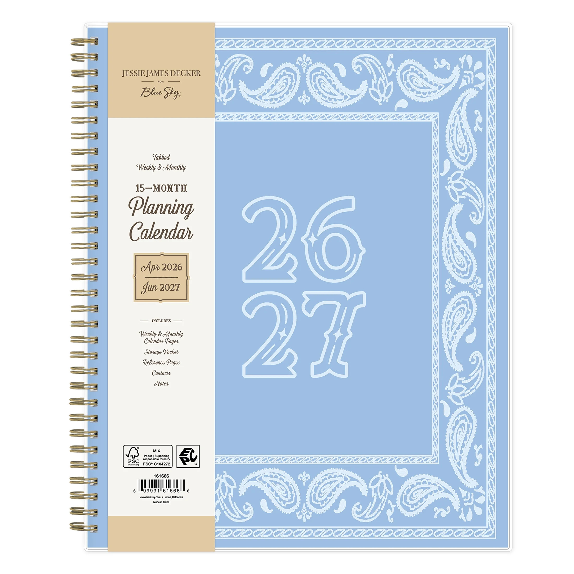 Jessie James Decker for Blue Sky Monthly Weekly Planner, 8.5" x 11", Hanky Blue 15-Month (April 2026 - June 2027) | Walmart (US)