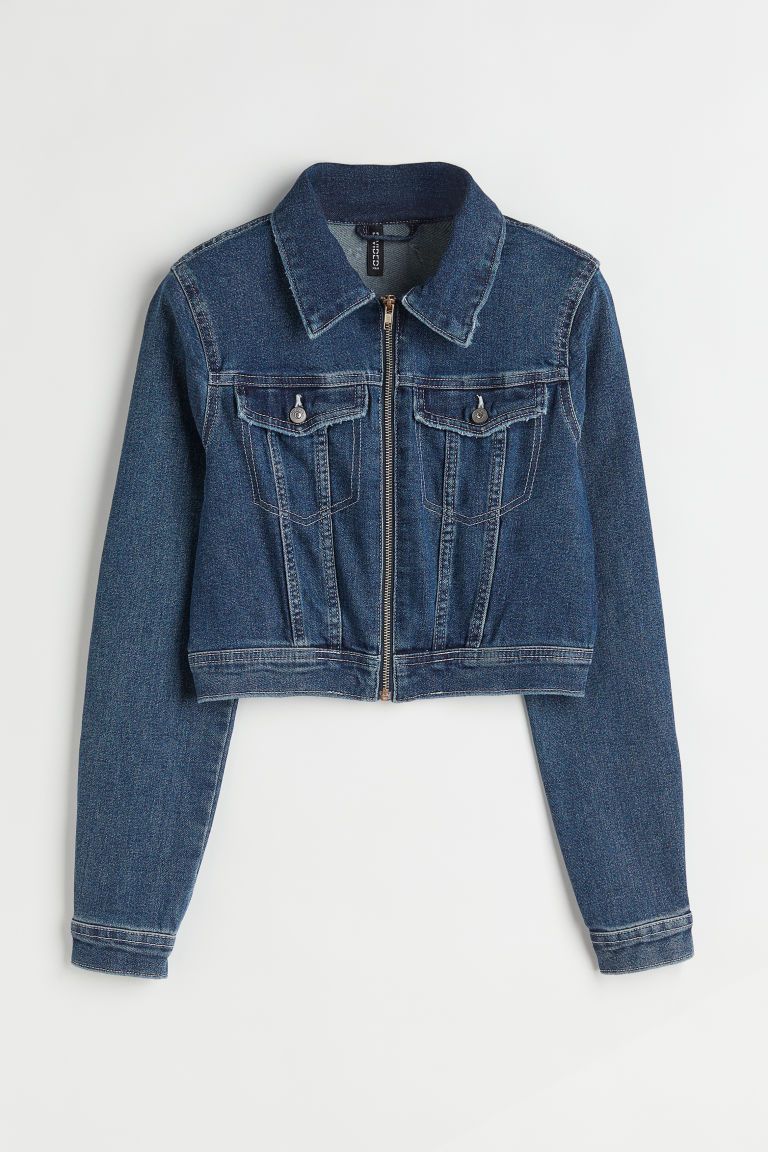 H & M - Cropped denim jacket - Blue | H&M (UK, MY, IN, SG, PH, TW, HK)