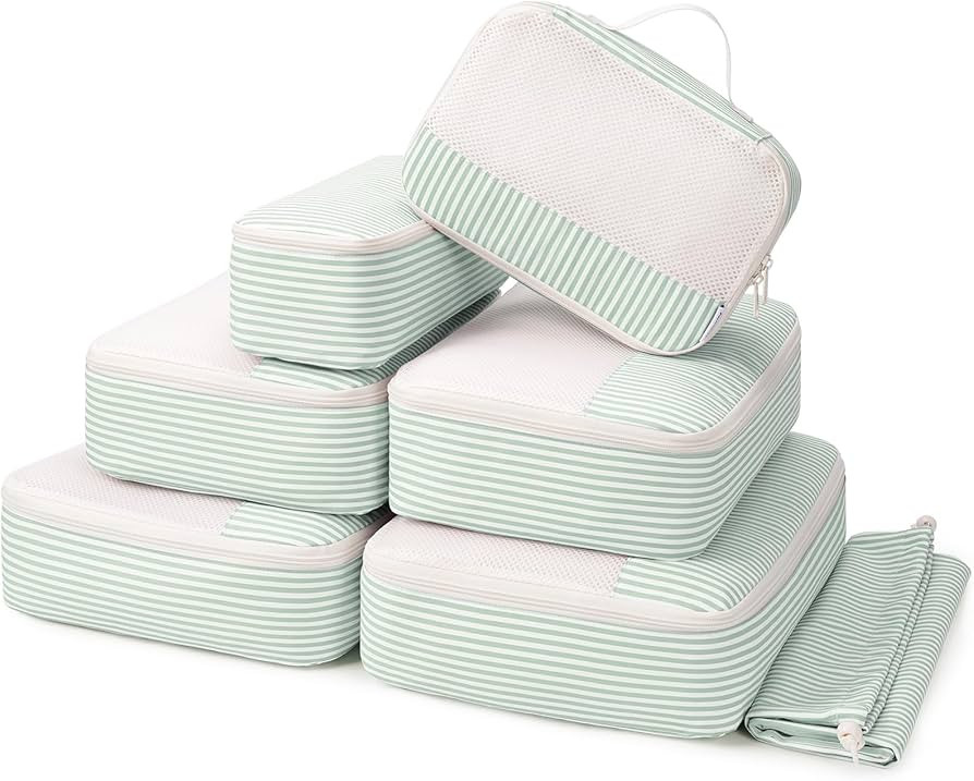 Narwey 7 Set Packing Cubes for Suitcases and Backpack, Stripe Suitcase Organiser Bags Travel Pack... | Amazon (UK)