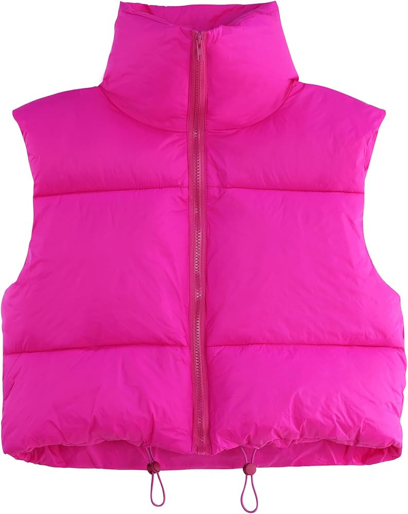 Zando Women Cropped Puffer Vest Sleeveless Lightweight Warm Vest Outerwear Full Zip Stand Collar ... | Amazon (US)