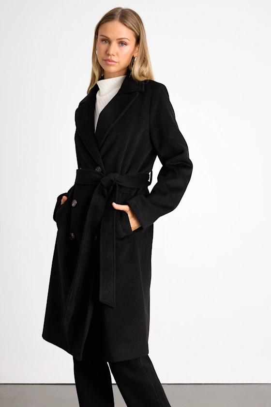 Season of Sophistication Black Double-Breasted Coat | Lulus