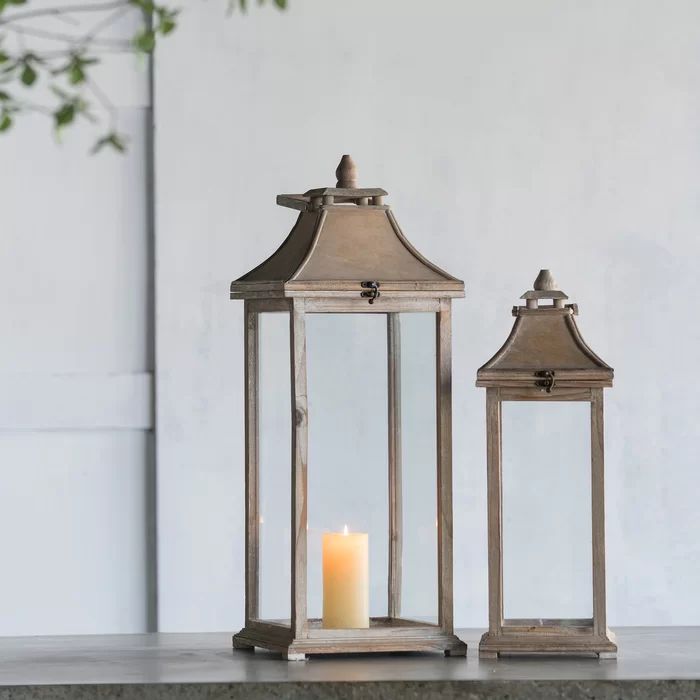 2-Piece Wood Lantern Set | Wayfair North America