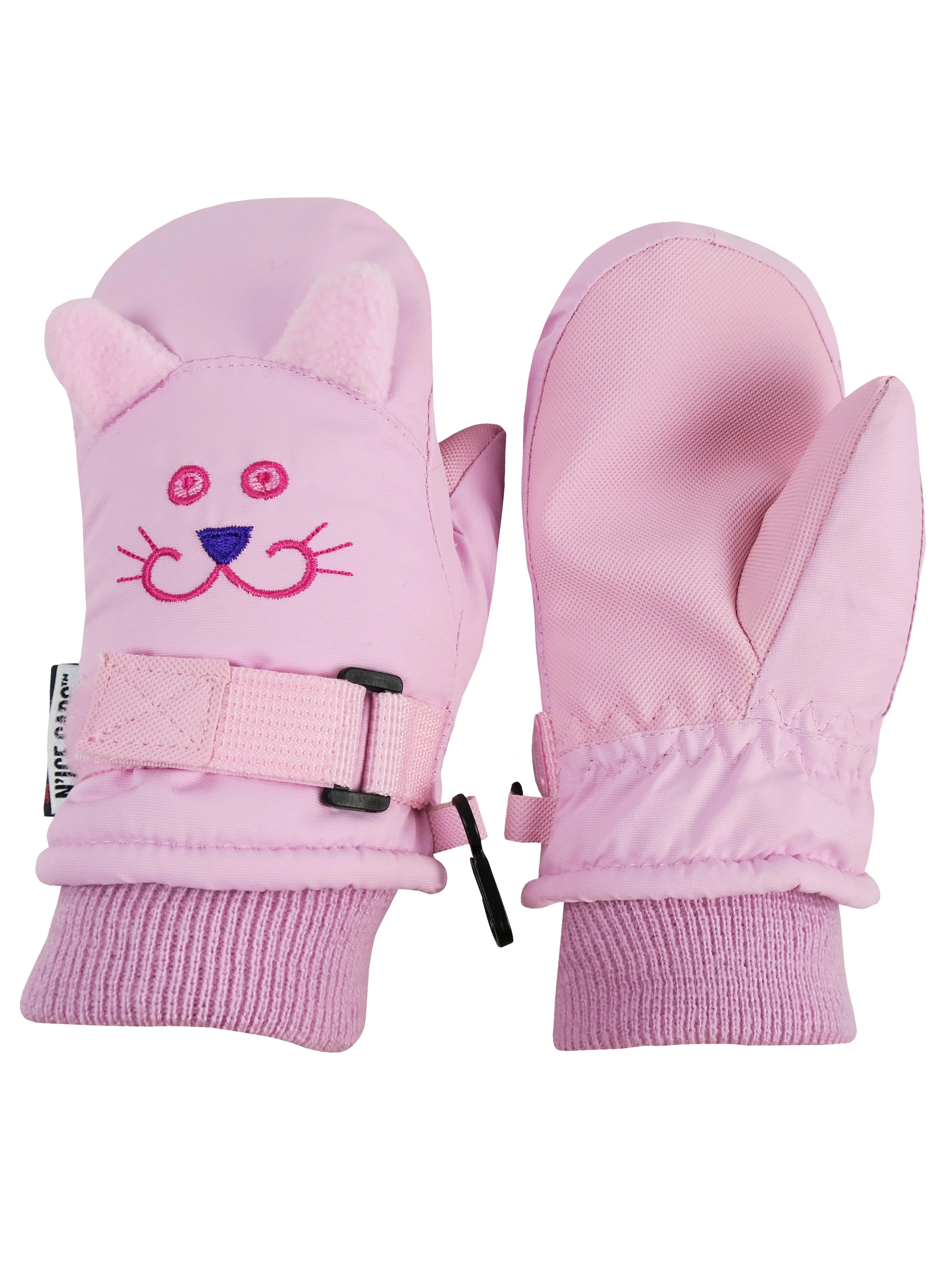 N'Ice Caps Kids Cute Animal Faces Waterproof Thinsulate Winter Ski Mittens Girls Pink | Walmart (US)