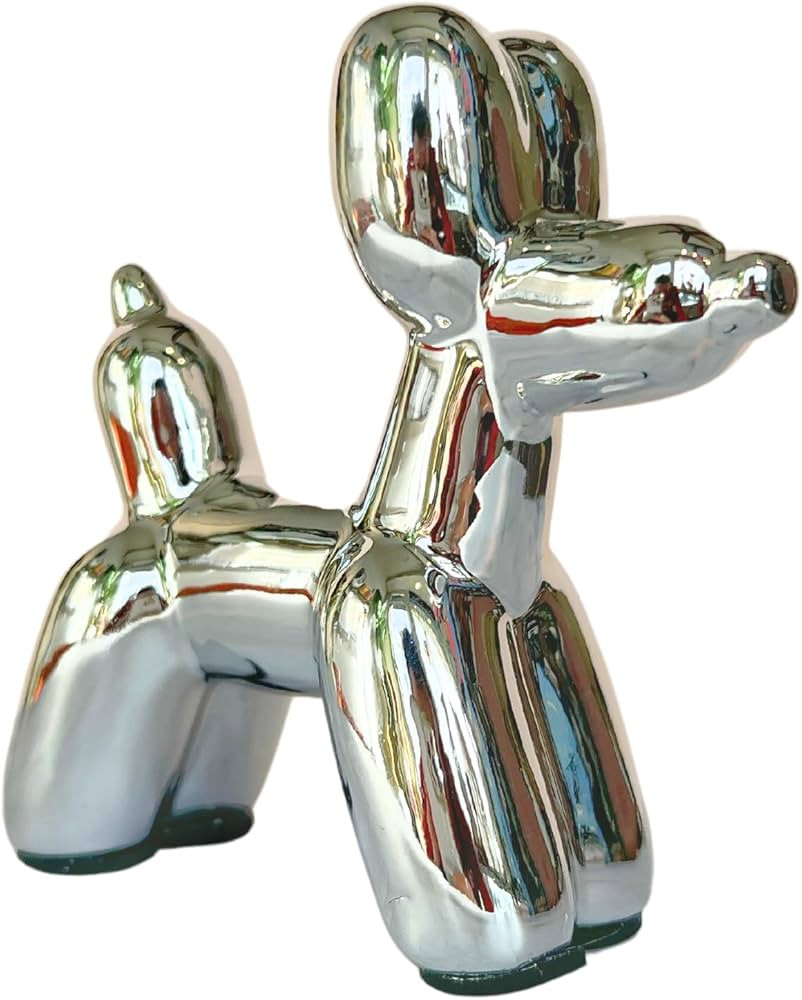 Balloon Dog Sculpture Silver, Aesthetic Decorative Dog Statue, Fun, Small Balloon Dog Figurine fo... | Amazon (US)