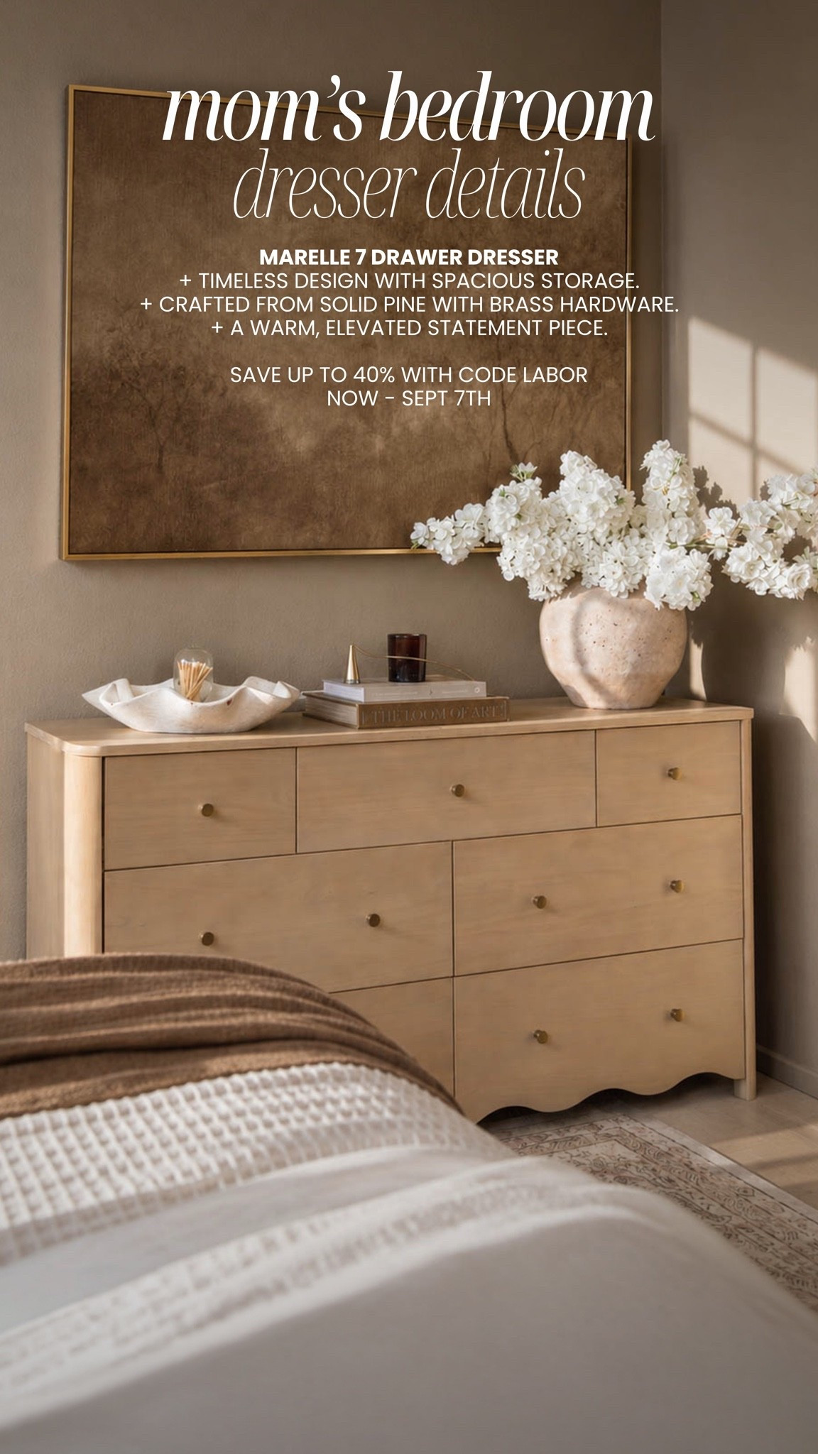 #ad The @plankandbeamfurniture dresser that made this bedroom feel instantly more elevated 🤎 I love the warm wood tone, clean lines, and timeless design—it adds so much character while still giving us plenty of functional storage.
LABOR DAY SALE ✨ Up to 40% off with code LABOR, now through September 7!
Shop the dresser on my LTK 🤎
#BedroomDecor #Dresser #HomeDecor #BedroomInspo #NeutralHome