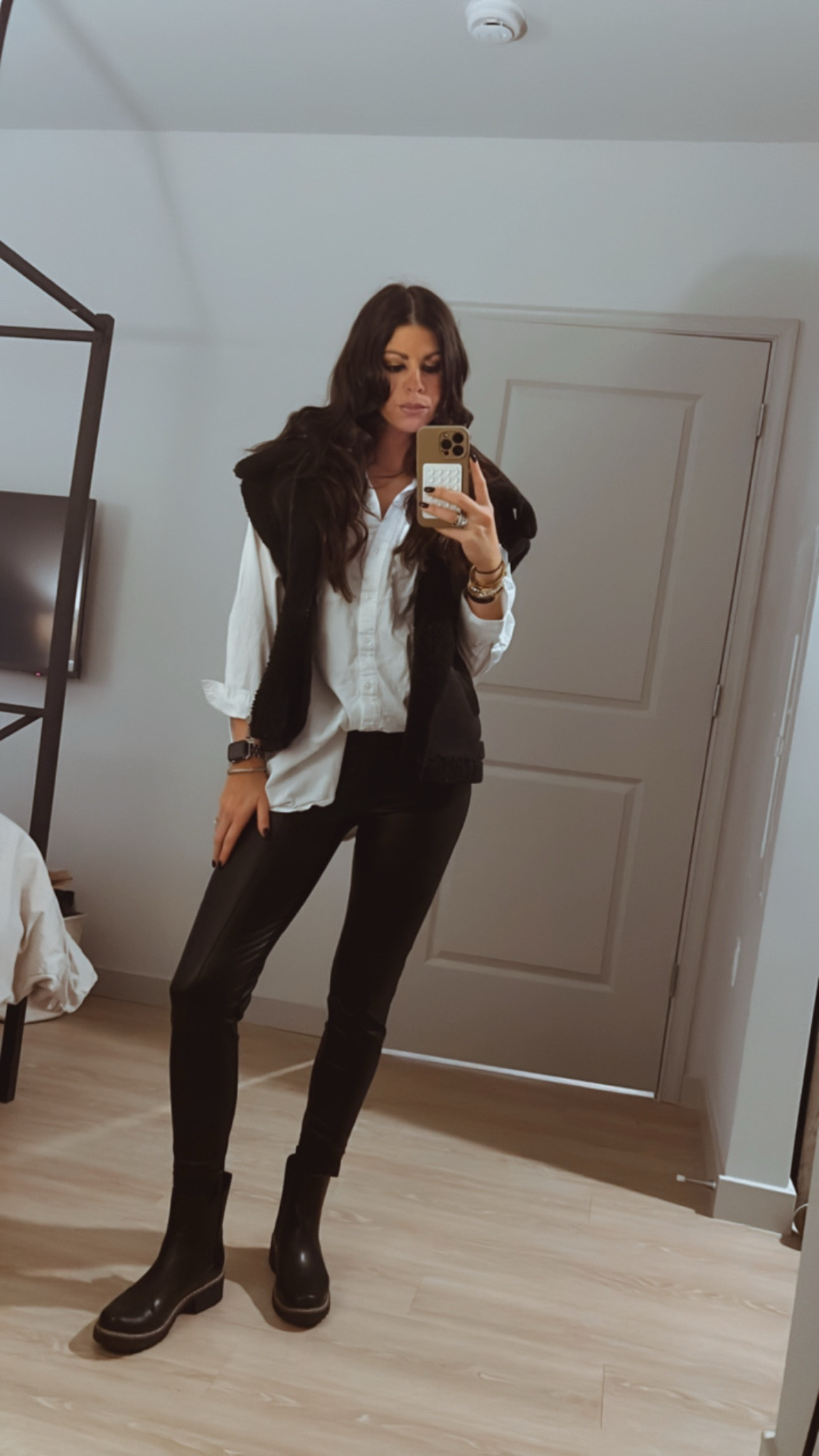 Continuing to add a vest to nearly every outfit; especially with this cozy ootd. || Leggings & an oversized shirt for the win + boots under $50 🖤🖤 

#LTKSaleAlert #LTKgrwm #LTKootd