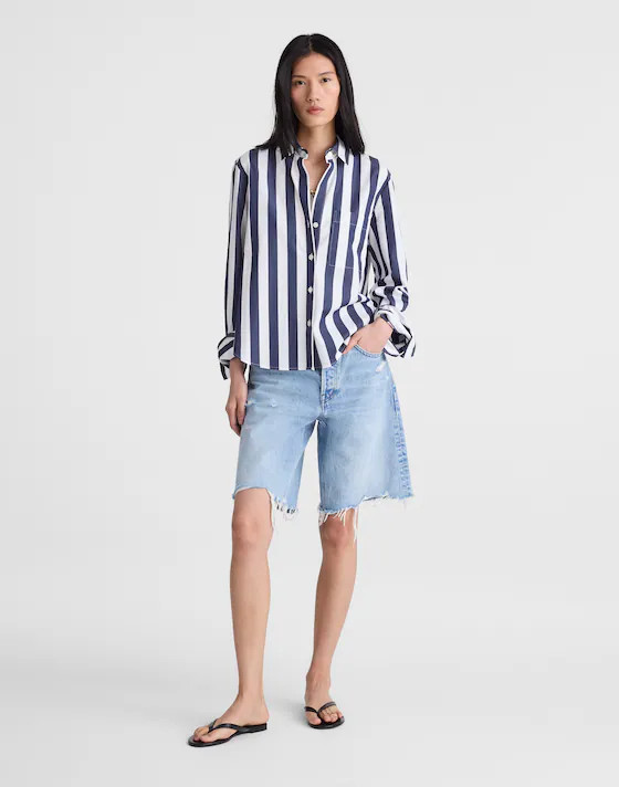 The Signature Y-Neck Shirt in Poplin | Madewell