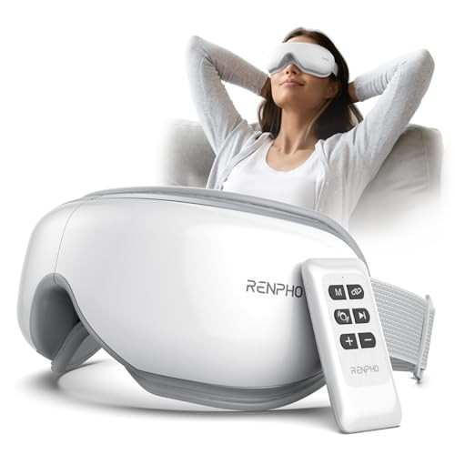 RENPHO Eye Massager with Remote, Heat, Compression, Birthday Gifts for Women Men Her Him, Eyeris 1 Sleep Mask, Headache Massager Scalp for Strain Relief, Migraine Relief, Reduce Stye Eye | Amazon (US)
