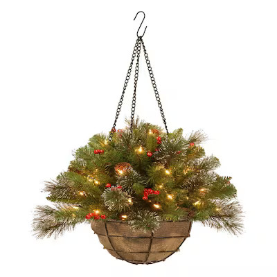 National Tree Company 20-in Pre-lit Battery-operated White LED Greenery Ball Wall Art Lowes.com | Lowe's
