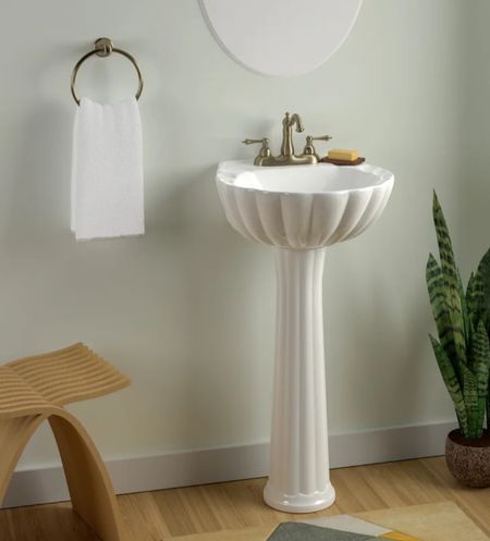i’m putting this scallop pedestal sink in my guest bathroom! i can’t wait to show you the reveal! bathroom makeover, home renovation, wayfair sale

#LTKhome #LTKCyberweek