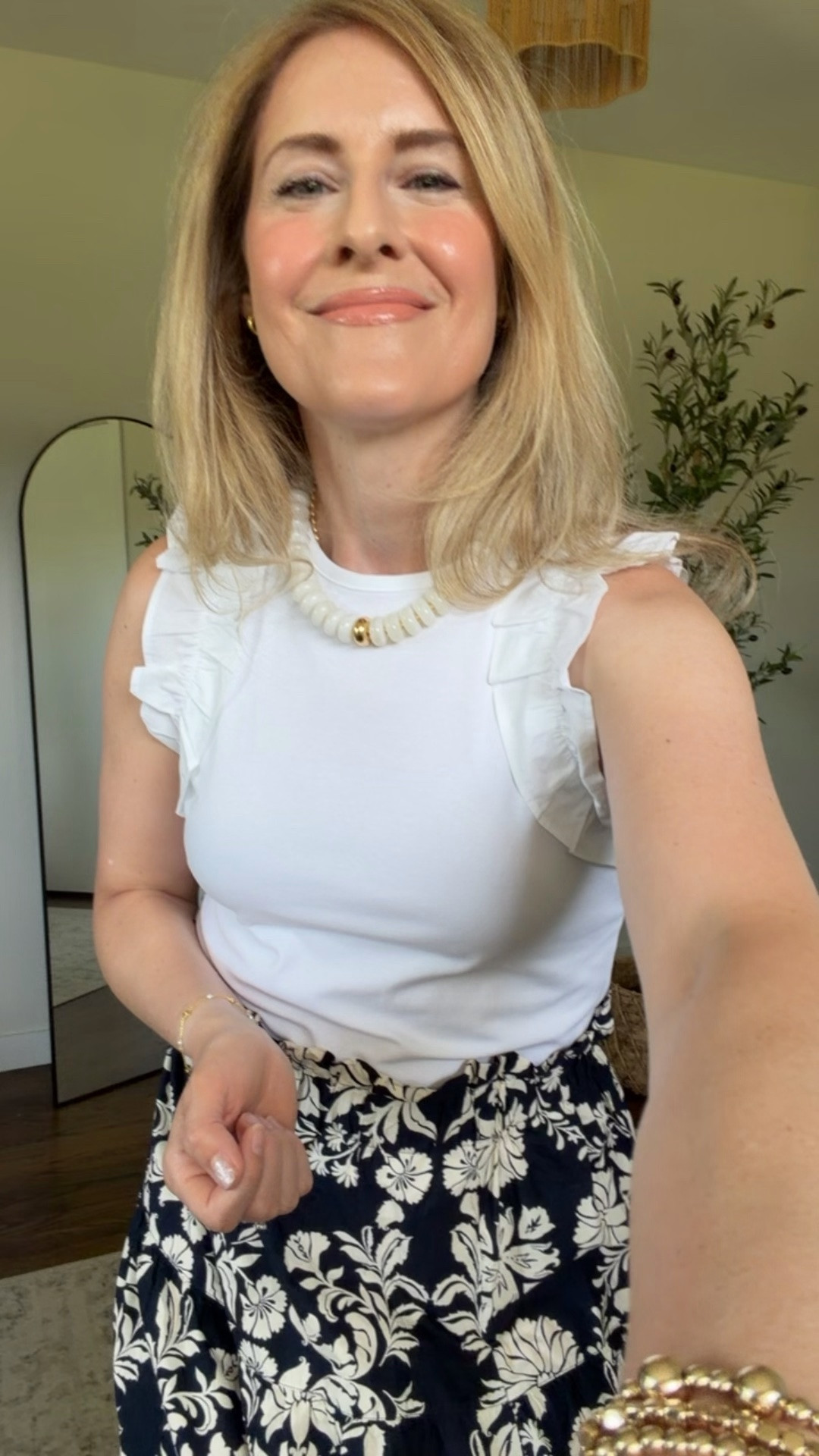 Walmart summer outfit idea with this midi skirt and tank top with ruffle detail, love both of these pieces. I’m wearing small on top and medium in the skirt. #walmartfashion

#LTKOver40