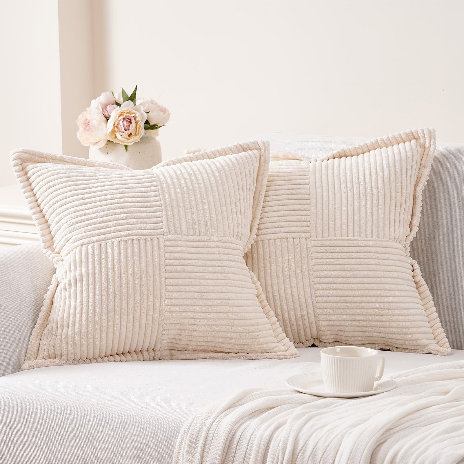 Topfinel Spring/Summer Wide Side Pillowcase with Splicing, Super Soft Corduroy Sofa Pillowcase De... | Walmart (US)