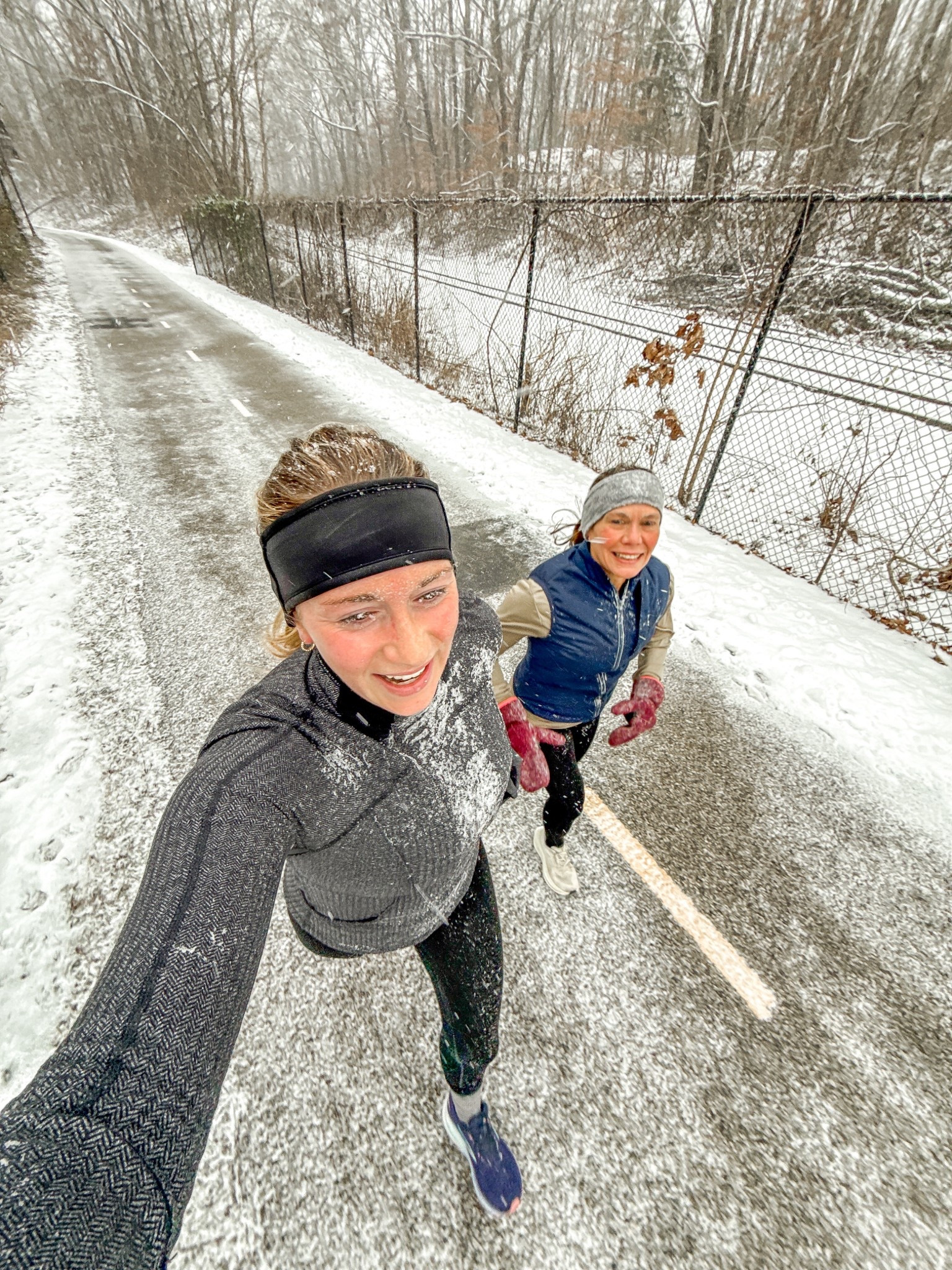 Winter running in the snow essentials! 🏃🏼‍♀️ 

Herringbone is back in style and so warm! Linked my fleece lined leggings and ice grippers for my shoes 

#LTKTall #LTKfitnessgoals #LTKActive