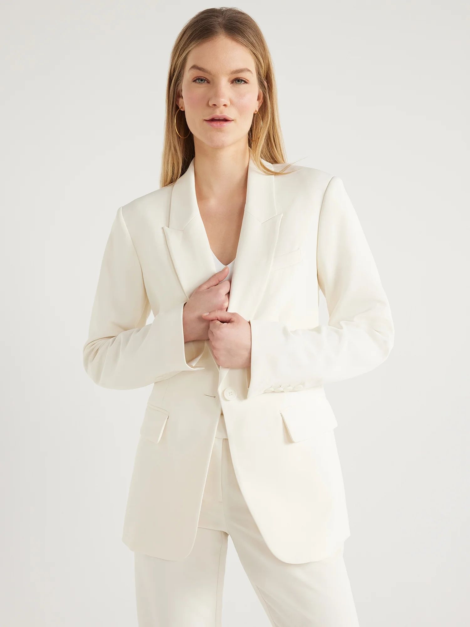 Scoop Women's Ultimate One Button Crepe Suit Blazer, Sizes XS-XXL - Walmart.com | Walmart (US)
