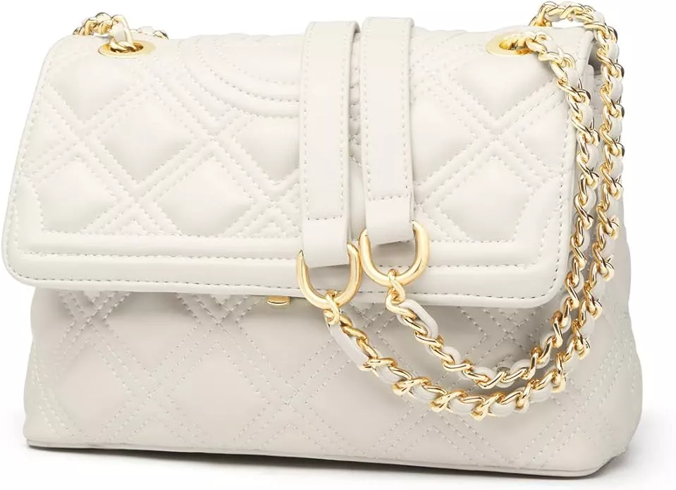 ER.Roulour Quilted Crossbody Bags for Women, Trendy Roomy Shoulder Handbags  with Flap Gold Hardware Chain Purses Shoulder Bag