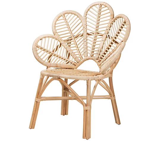 Baxton Studio Bianca Natural Brown Rattan Flowe r Chair - QVC.com | QVC