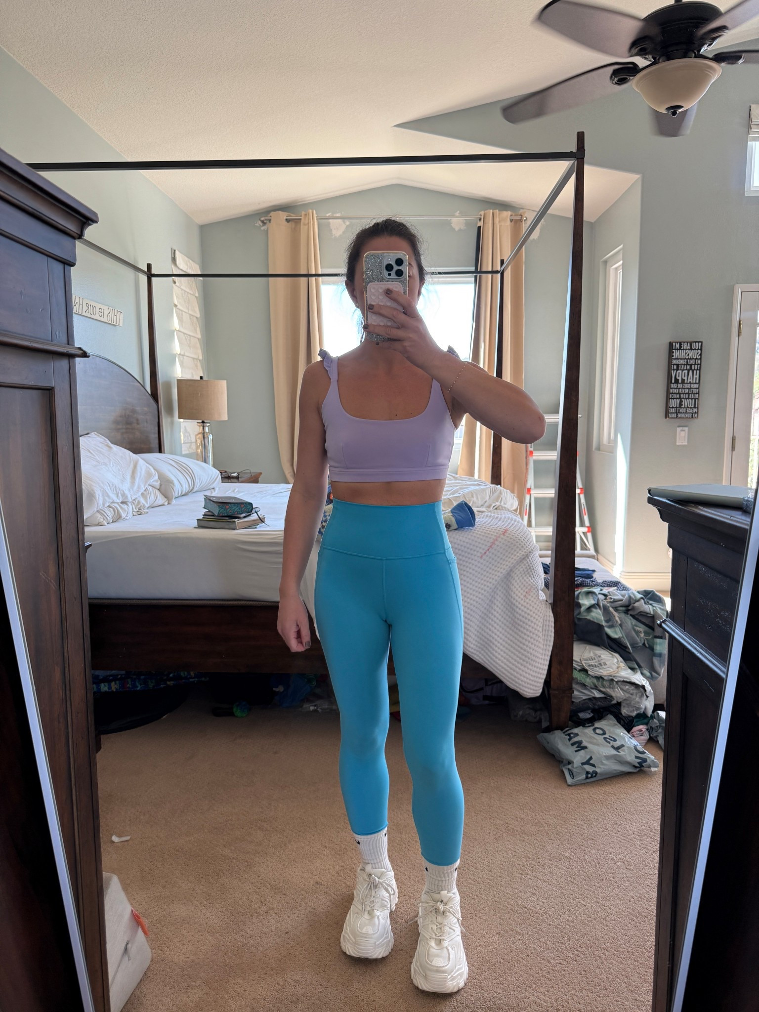 arm day colors that make lifting feel a little more fun 💪✨
lavender ruffle sports bra + bright blue leggings is such a happy combo. supportive enough for upper body days but still soft and comfortable. chunky white sneakers give a little platform boost and balance out the fitted set.

sizing for reference:
i’m 5’3”, 130 lbs
small in tops and bottoms

wearing this for arm day but honestly it works for errands, school drop off, and everyday mom life too.

arm day gym outfit
cute gym outfit for women
colorful workout set
lavender sports bra
blue workout leggings
high waist leggings
supportive sports bra
gym outfit for moms
athleisure outfit women
everyday workout outfit
comfortable gym clothes
chunky white sneakers
platform sneakers women
amazon activewear finds
soft workout leggings
home gym outfit
southern california gym style

#LTKfitnessgoals #LTKgrwm #LTKmomlife