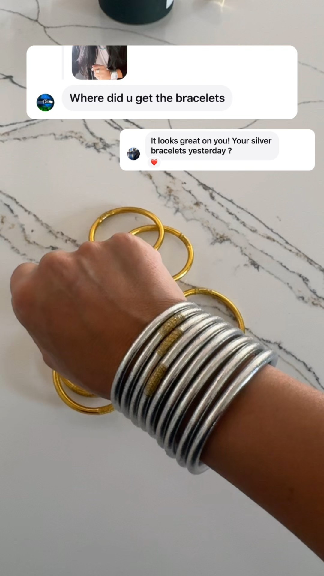 I do size medium in these all weather waterproof, weightless, soundless bangle bracelets. 

#LTKMidsize #LTKGiftGuide #LTKOver40