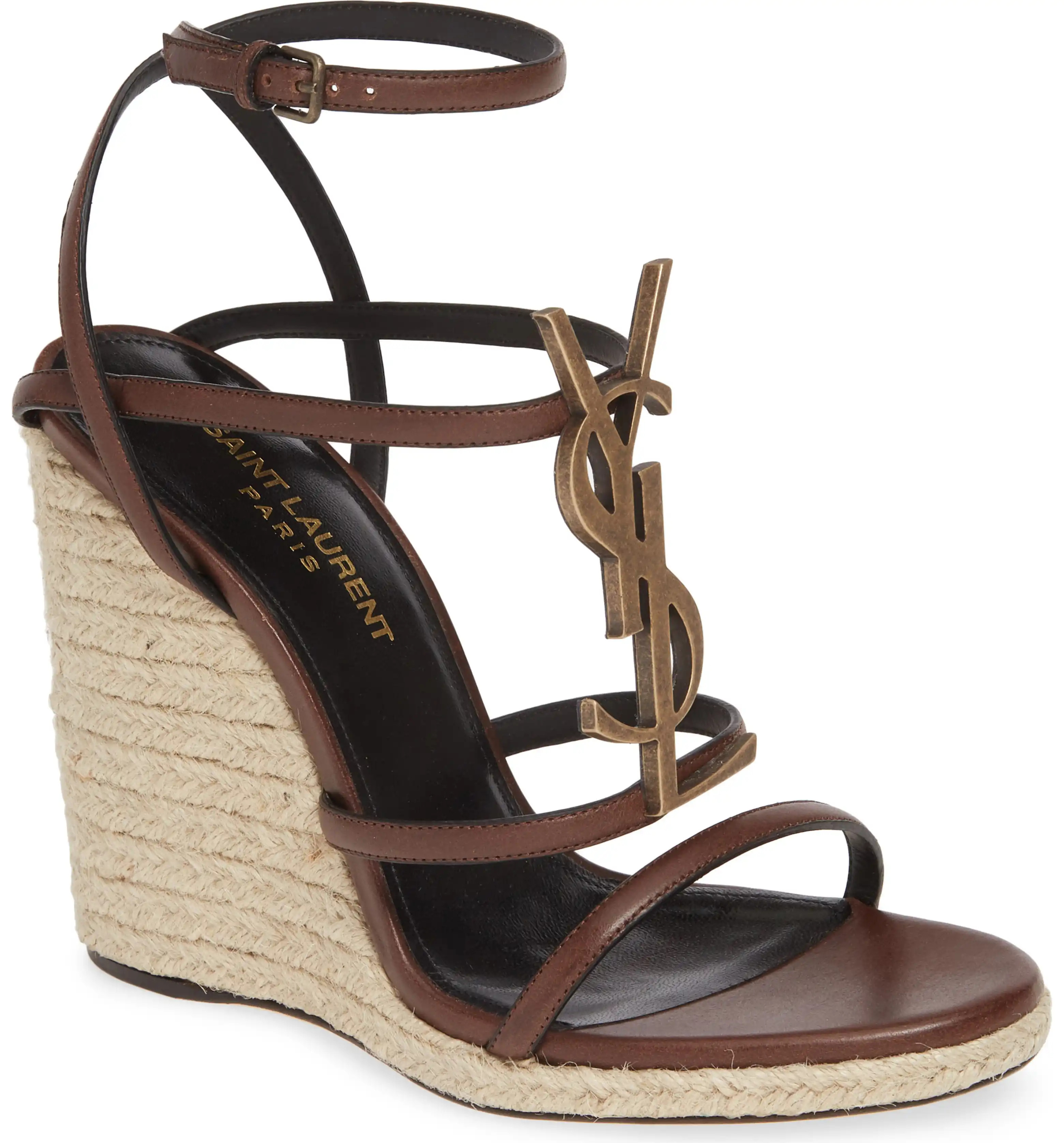 Cassandra YSL Logo Wedge Sandal | Nordstrom