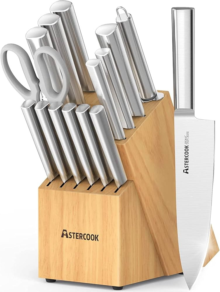 Astercook Knife Set, 15 Pieces Chef Knife Set with Block for Kitchen, German Stainless Steel Knif... | Amazon (US)