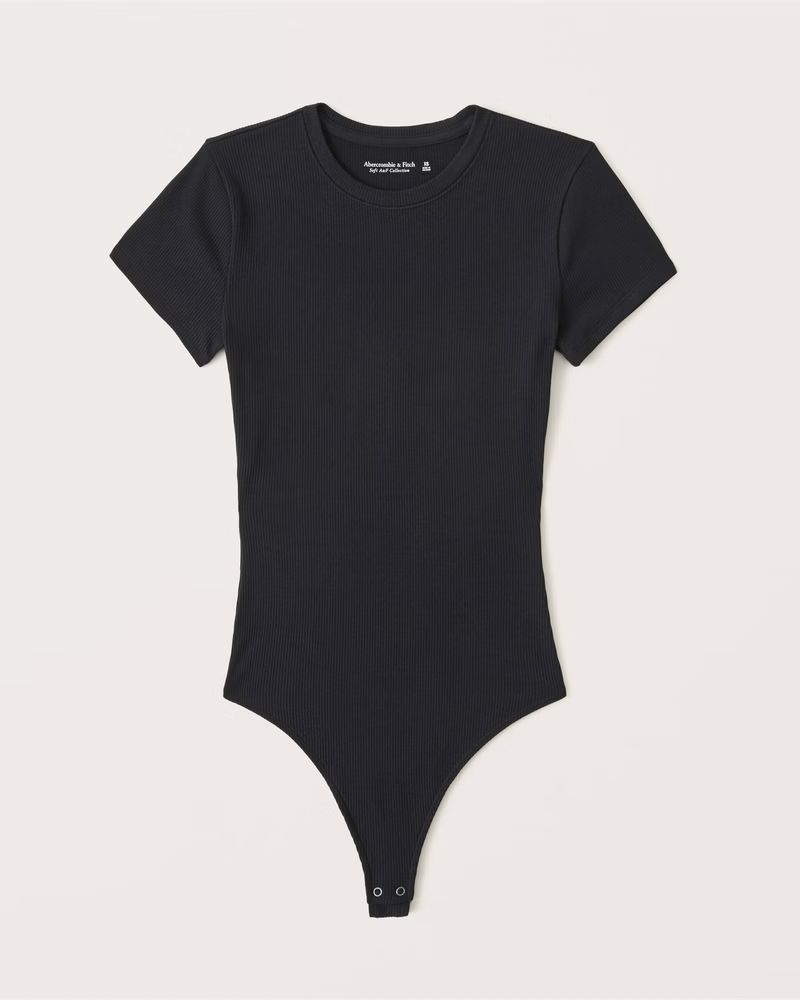 Short-Sleeve Seamless Rib Fabric Bodysuit | Abercrombie & Fitch (US)