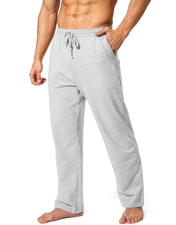 Pudolla Men's Cotton Yoga Sweatpants Athletic Lounge Pants Open Bottom Casual Jersey Pants for Me... | Amazon (US)