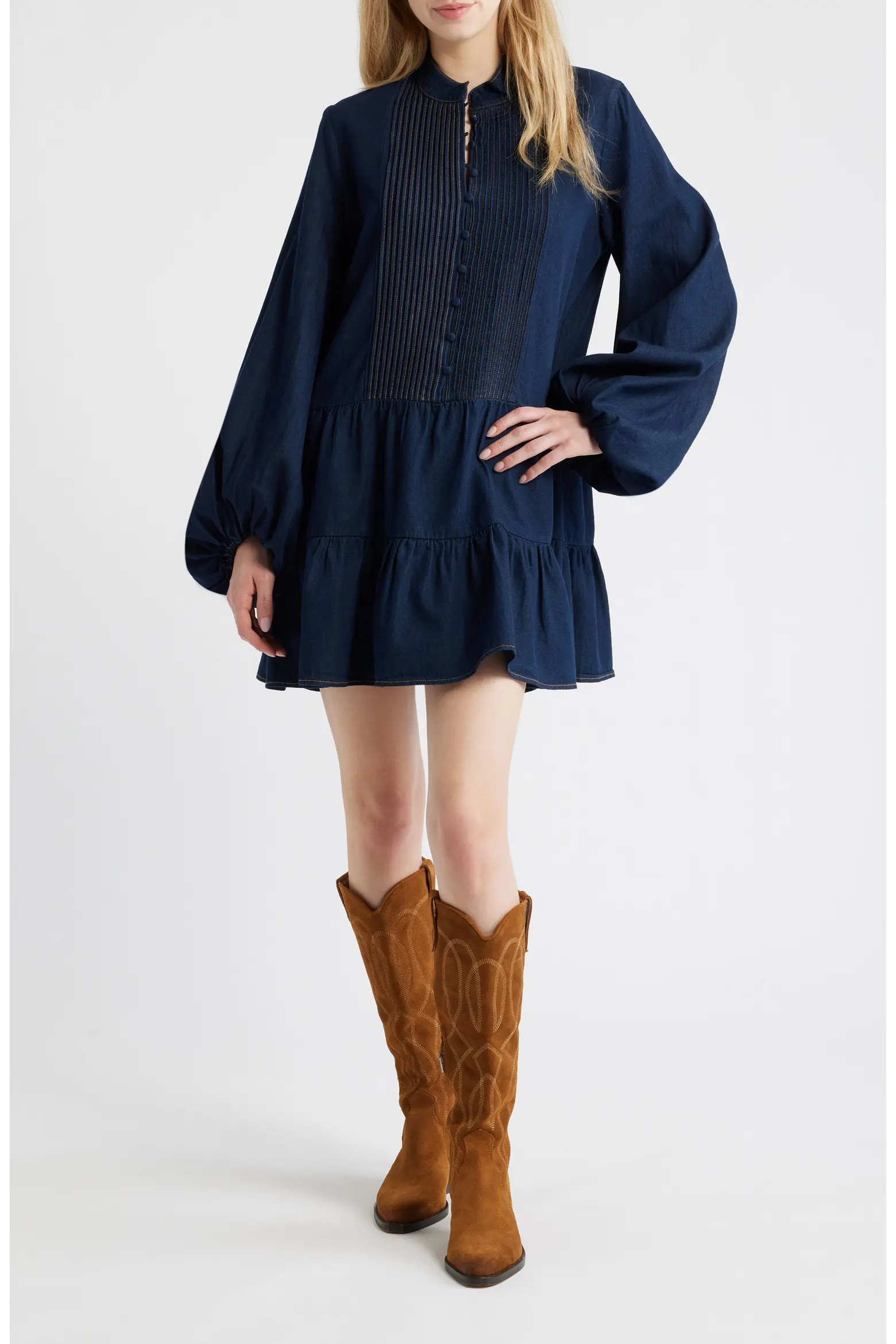 Antonia Long Sleeve Chambray Minidress (Women) | Nordstrom | Nordstrom