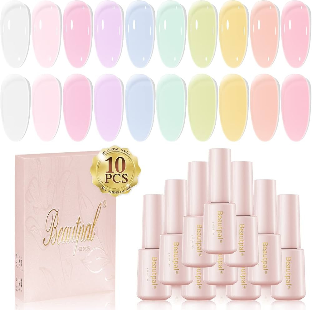 Beautpal Pastel Jelly Gel Nail Polish Set Spring Summer Milky Gel Polish Kit Semi-transparent Pin... | Amazon (US)