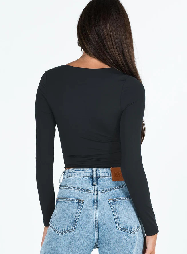 Back In Time Long Sleeve Top Black | Princess Polly US