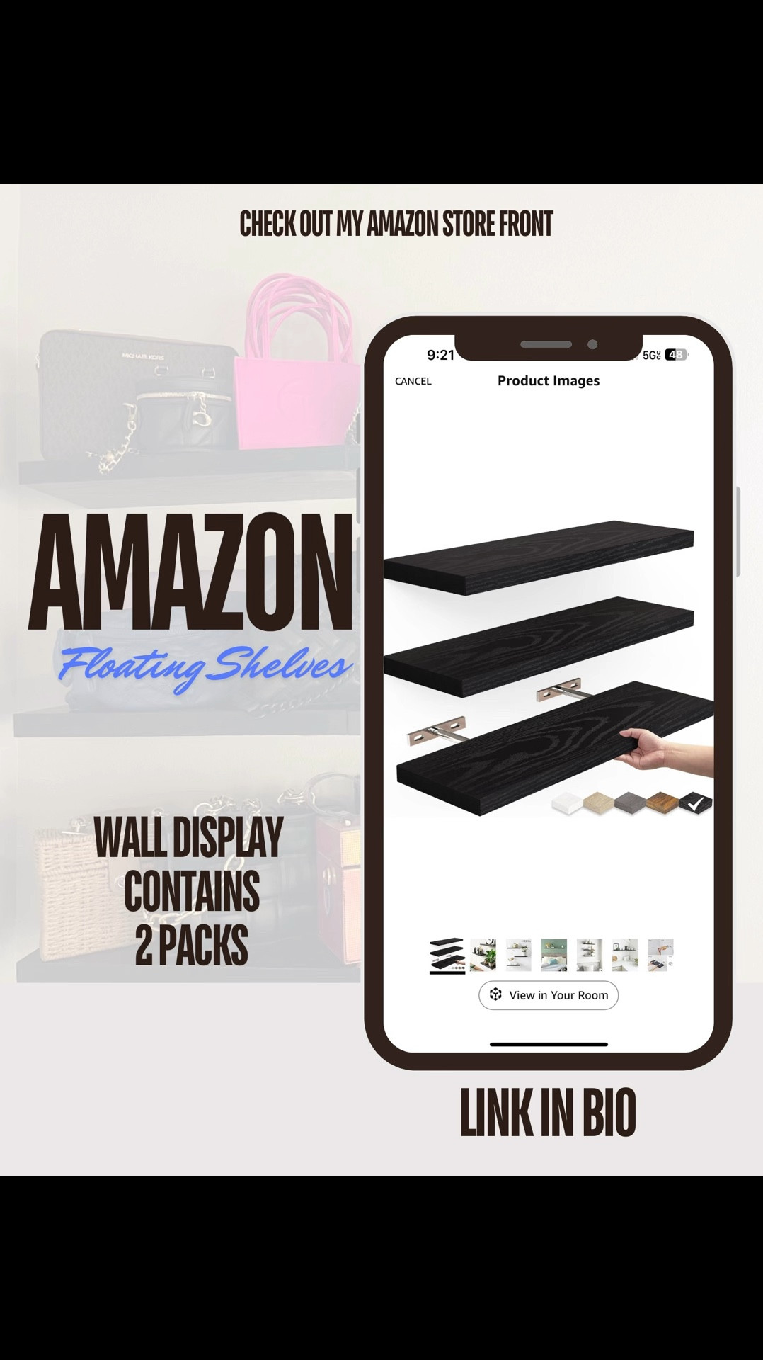 Finally got my floating shelves for my handbag display!
#DIY #DIYideas #diyprojects #tiktokshopfinds #floatingshelves #shelf #decorate #handbagdisplay #display #homedecor #aesthetics

#LTKFindsUnder50 #LTKHome #LTKU