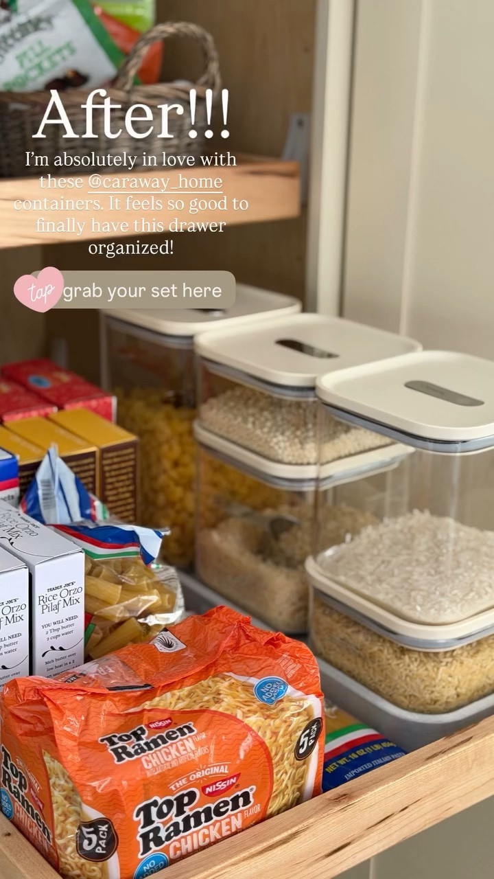 After!!! I’m absolutely in love with these @caraway_home containers. It feels so good to finally have this drawer organized!

#LTKHome #LTKfoodie
