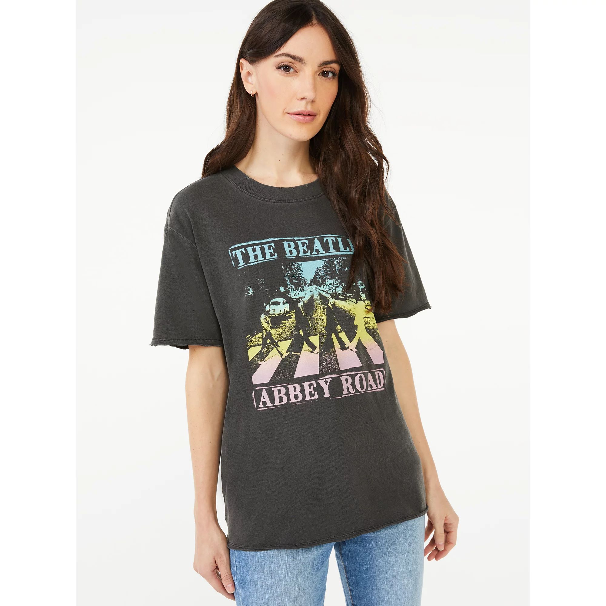 Scoop - Scoop Women's The Beatles Abbey Road Graphic Short Sleeve T-Shirt - Walmart.com | Walmart (US)