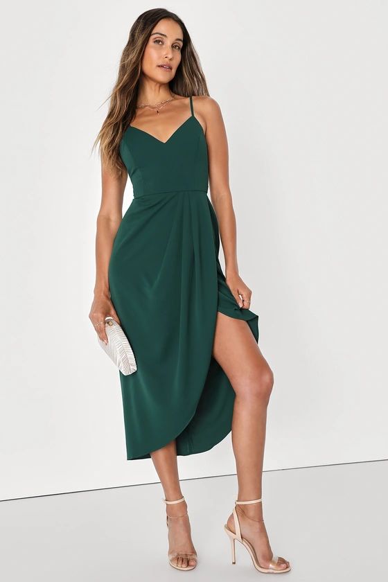 Reinette Dark Green Midi Dress | Lulus