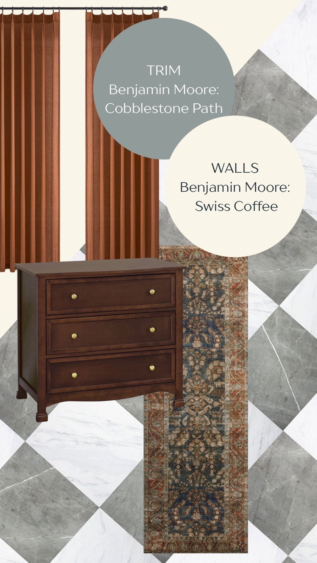 Hallway mood board with dresser for linen storage. #LTKHome