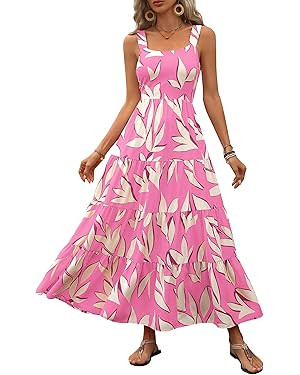 PRETTYGARDEN Womens Ruffle Long Flowy Cute Casual Beach Boho Sundress | Amazon (US)