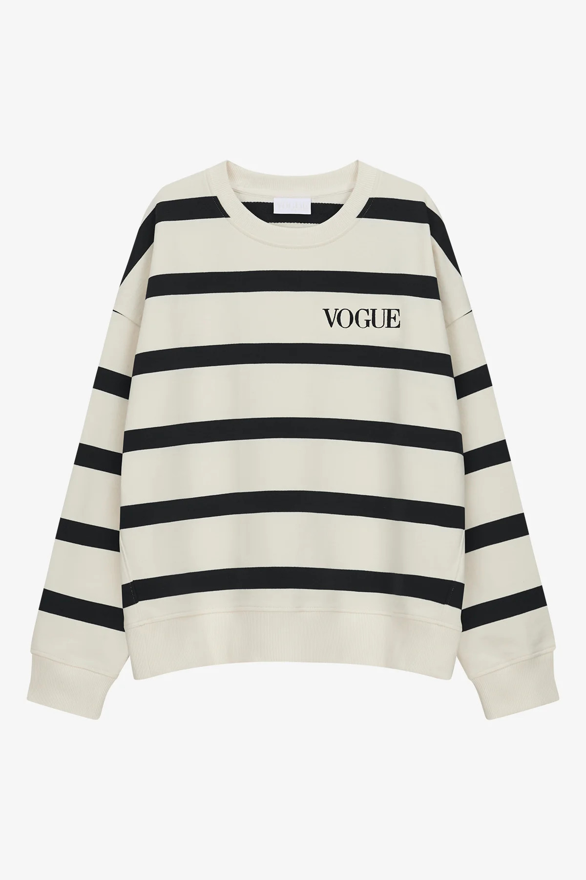 VOGUE Sweatshirt gestreift Schwarz mit Logo-Stickerei | VOGUE Collection Germany