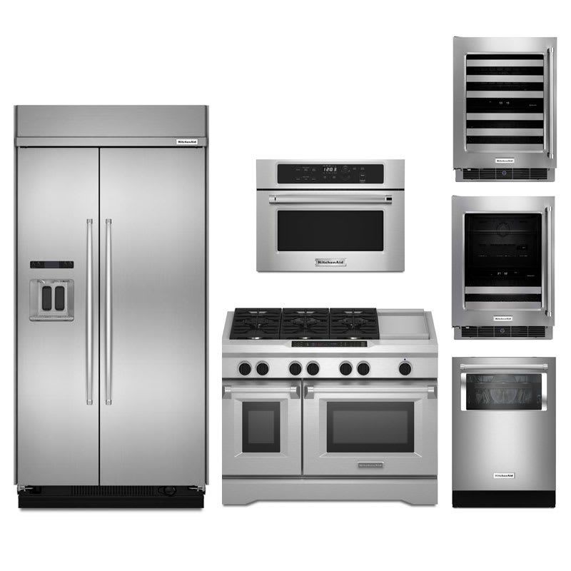 KitchenAid KA-SBS48BI-DF48FS-24BI1000-24BIVW-L 6-Piece Kitchen Package with 48'' | Build.com, Inc.